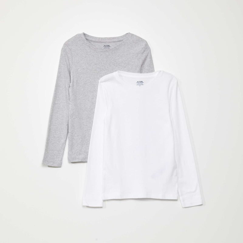 Lot de 2 t-shirts en jersey – Blanc/gris – Kiabi Maroc