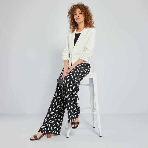 Pantalon large taille haute imprimé