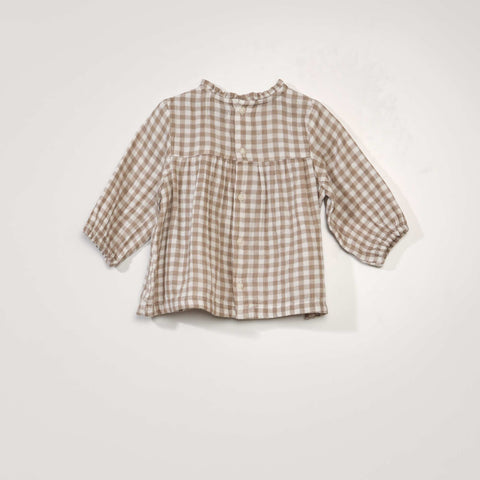 Blouse en gaze de coton avec imprimé 'vichy'