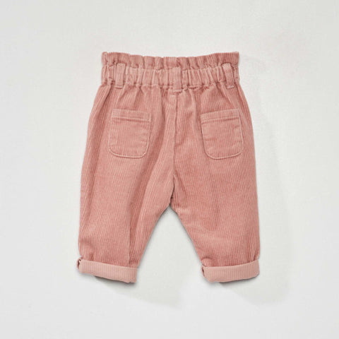 Pantalon paperbag en velours côtelé