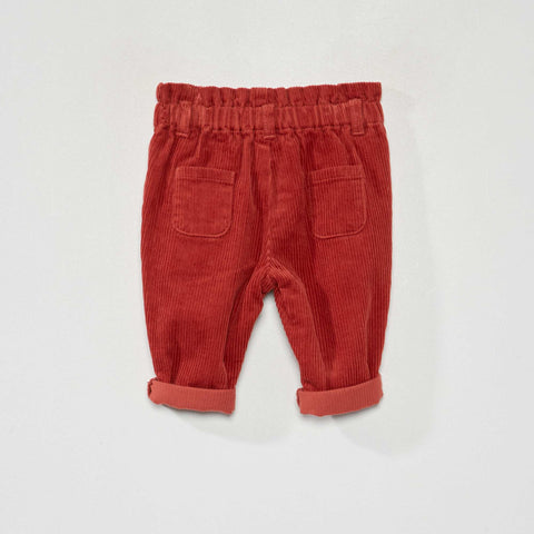Pantalon paperbag en velours côtelé
