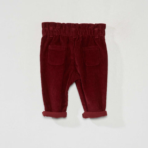 Pantalon paperbag en velours côtelé