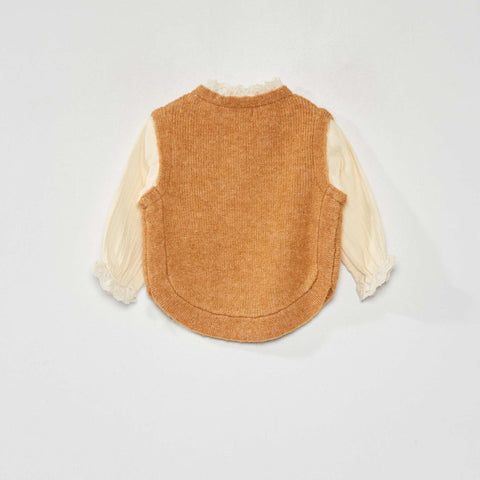 Pull sans manches + blouse intégrée