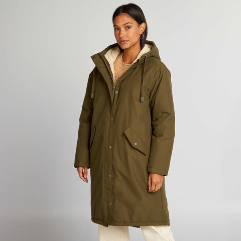 Parka doublée effet moutonné à capuche
