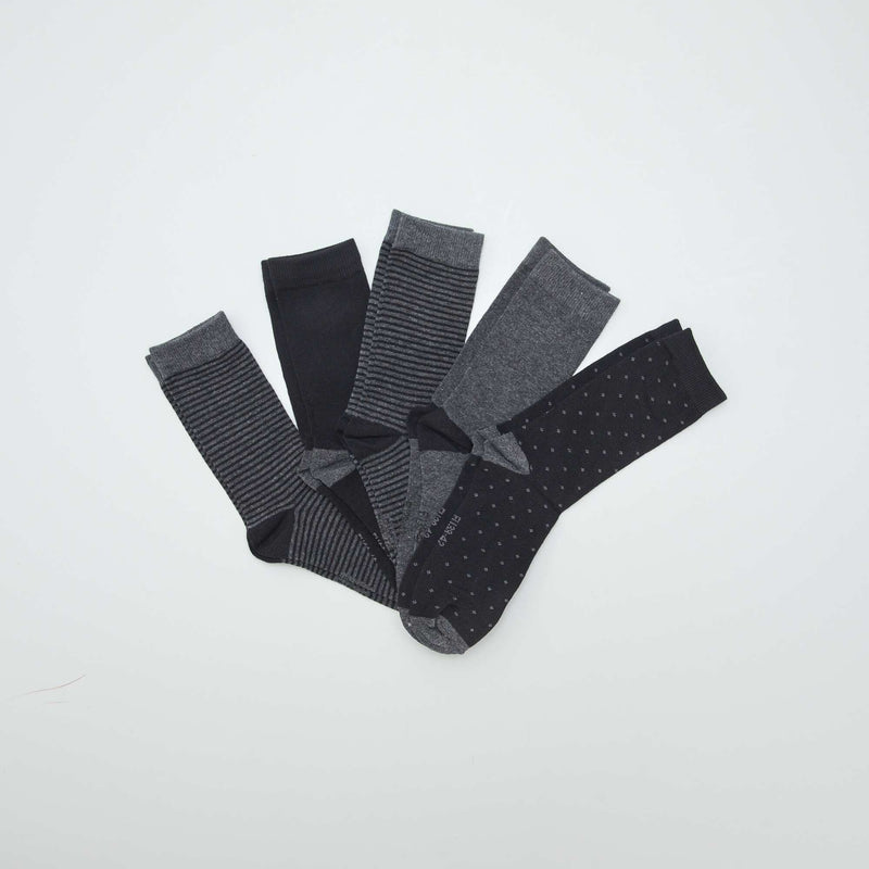 Lot de 5 paires de chaussettes fantaisies – Noir – Kiabi Maroc