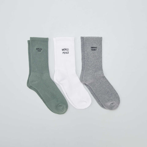 Lot de 3 chaussettes avec message