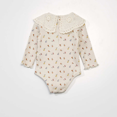 Body pur coton avec col en broderies anglaises