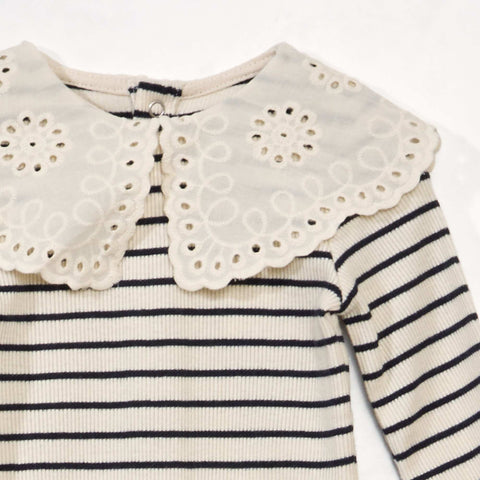 Body pur coton avec col en broderies anglaises
