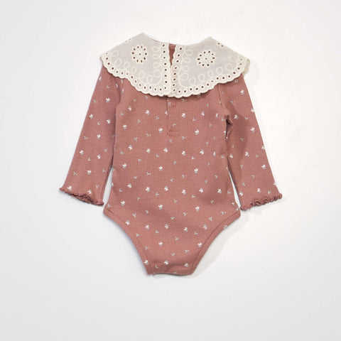 Body pur coton avec col en broderies anglaises