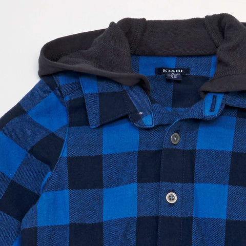 Chemise à carreaux en flanelle + capuche