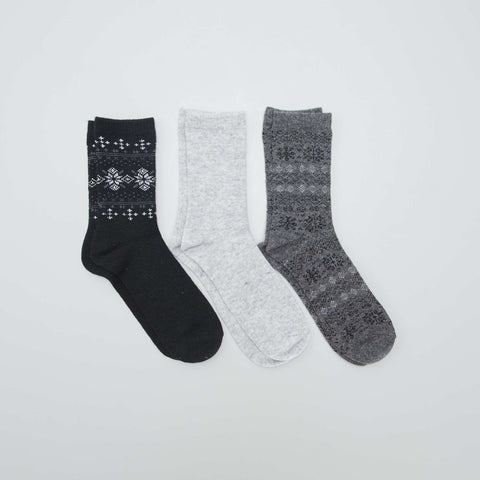 Lot de 3 paires de chaussettes jacquard