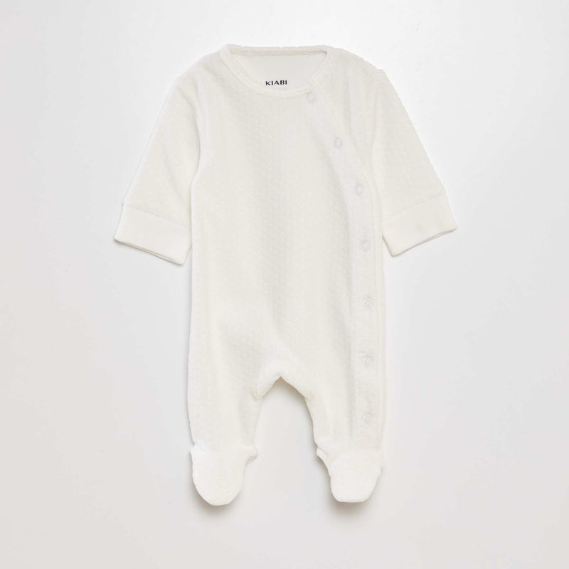 Pyjama en velours avec manches ajustables – Blanc – Kiabi Maroc
