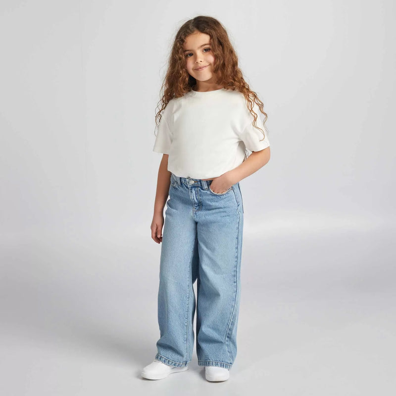 Pantalon wide leg – Bleu – Kiabi Maroc