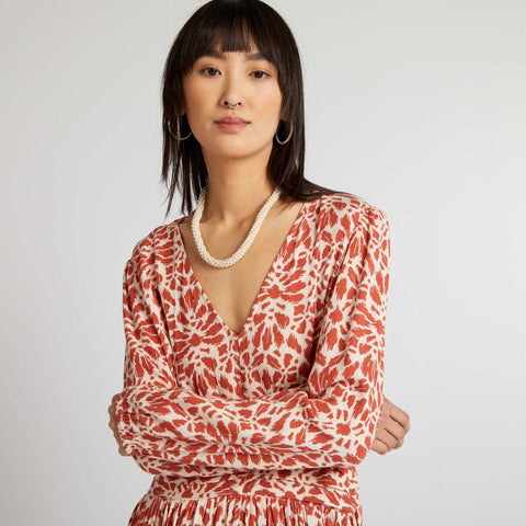 Robe longue en maille crêpée