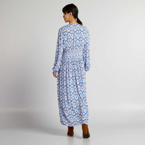 Robe longue en maille crêpée