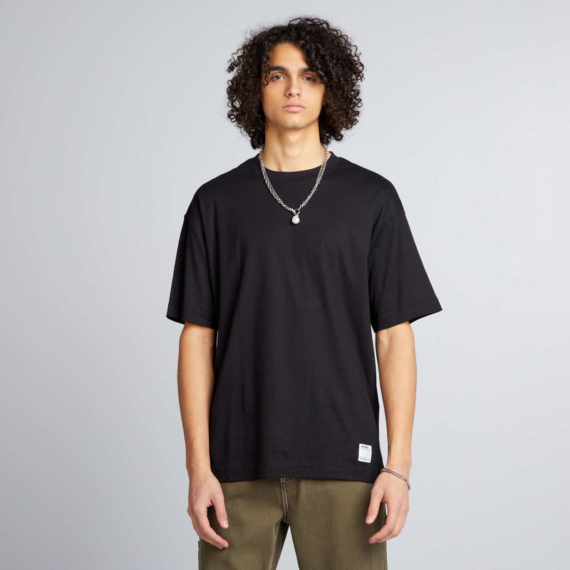 T-shirt col rond en coton – Noir – Kiabi Maroc