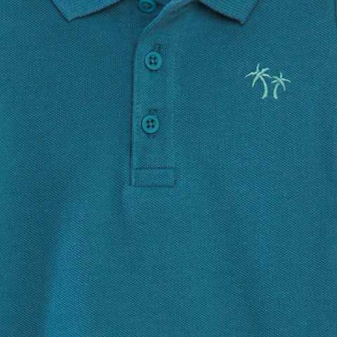 Polo en piqué de coton 'palmier'