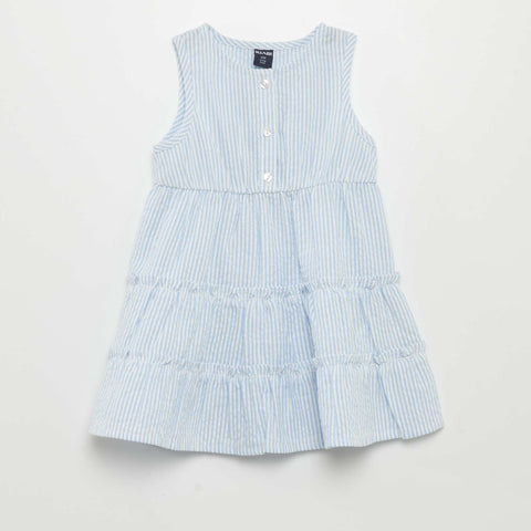 Robe volantée + bandeau en seersucker