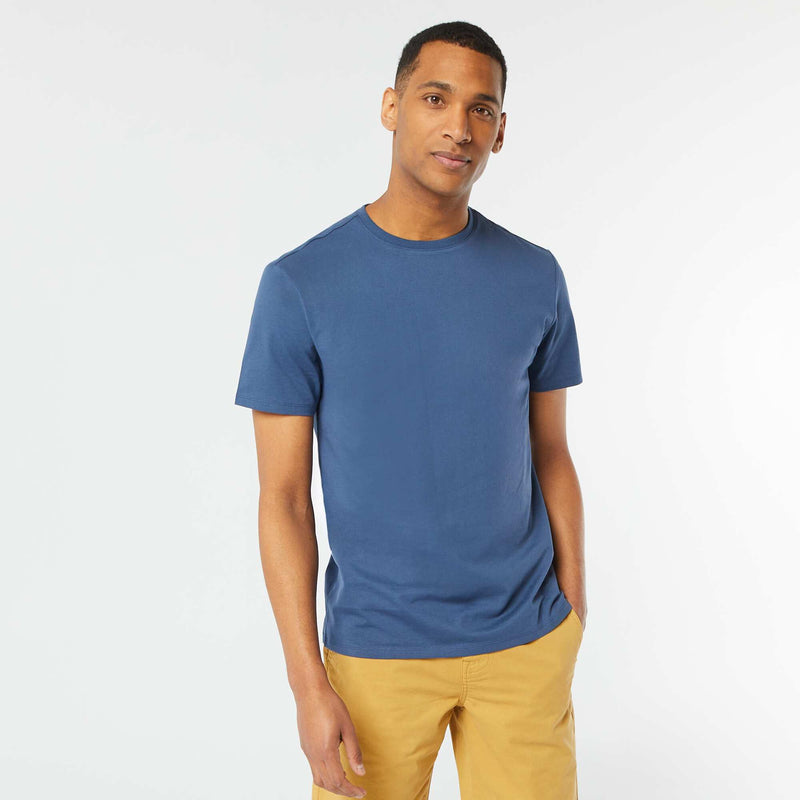 T-shirt homme en coton à col rond uni – Bleu – Kiabi Maroc