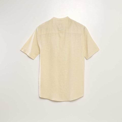 Chemise manches courtes col mao en lin