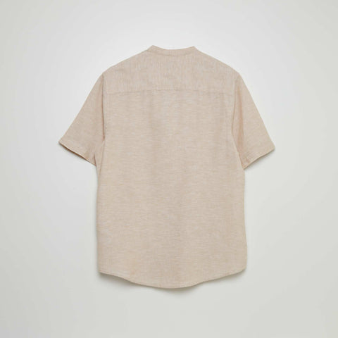 Chemise manches courtes col mao en lin