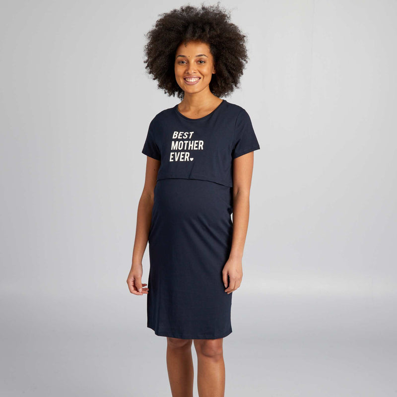 Chemise de nuit d'allaitement à message – Noir – Kiabi Maroc