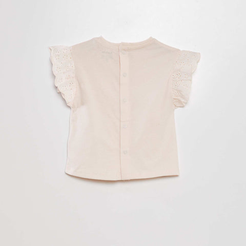 Tee-shirt avec manches broderie anglaise