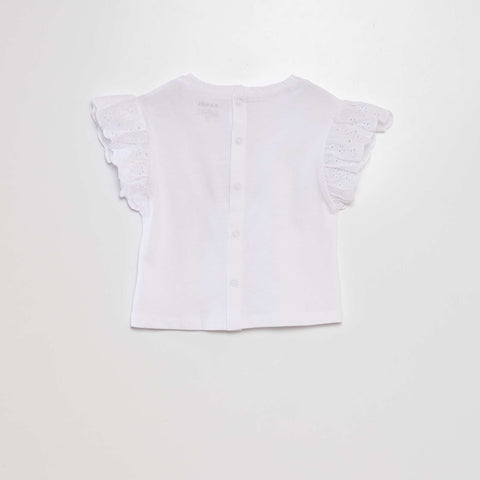Tee-shirt avec manches broderie anglaise
