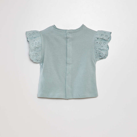 Tee-shirt avec manches broderie anglaise