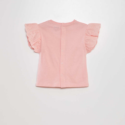 Tee-shirt avec manches broderie anglaise