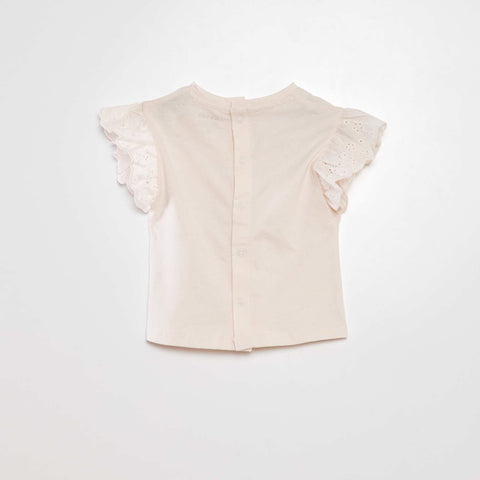 Tee-shirt avec manches broderie anglaise