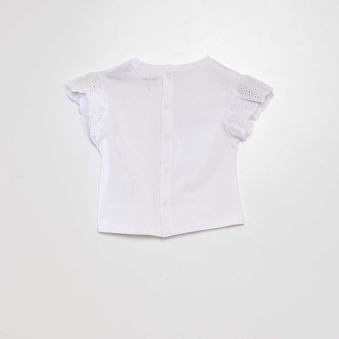 Tee-shirt avec manches broderie anglaise