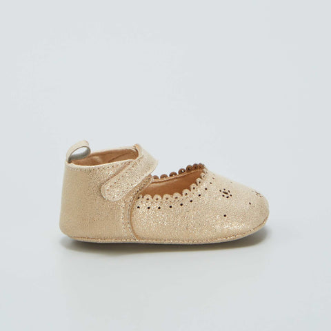 Ballerines dorées à patte scratchée