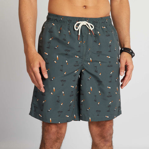 Short de bain long avec imprimé