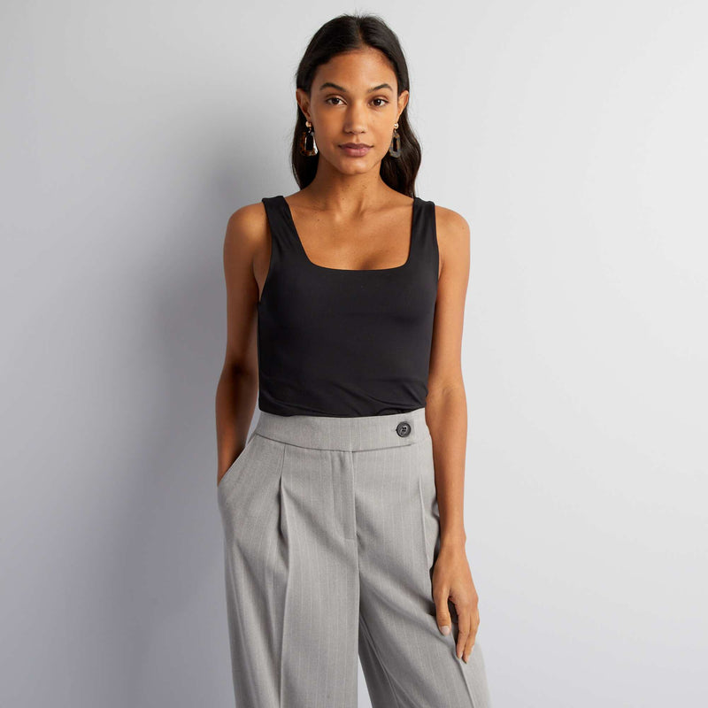Débardeur uni pour femme à larges bretelles – Noir – Kiabi Maroc