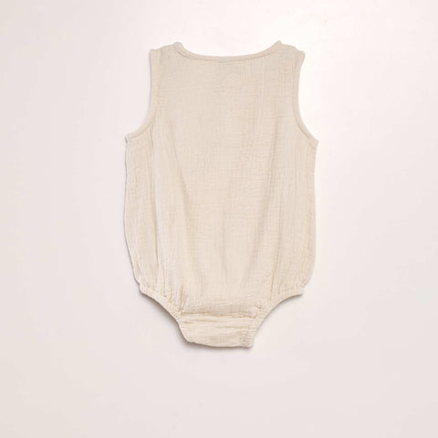 Barboteuse boutonnée en double gaze de coton
