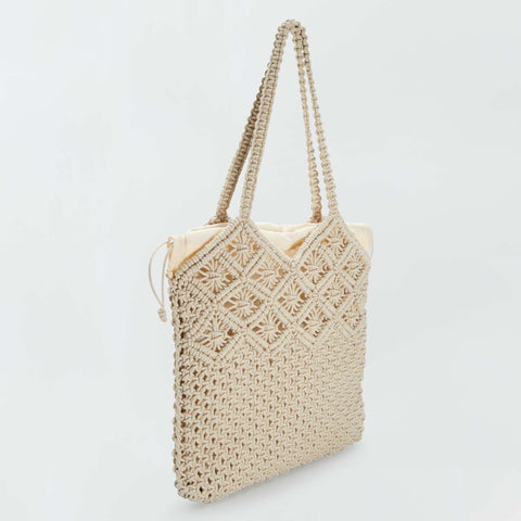 Sac forme seau en macramé