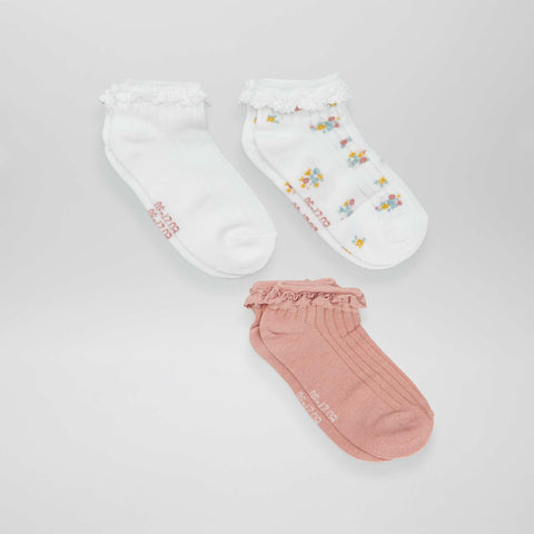 Lot de 3 socquettes avec dentelle