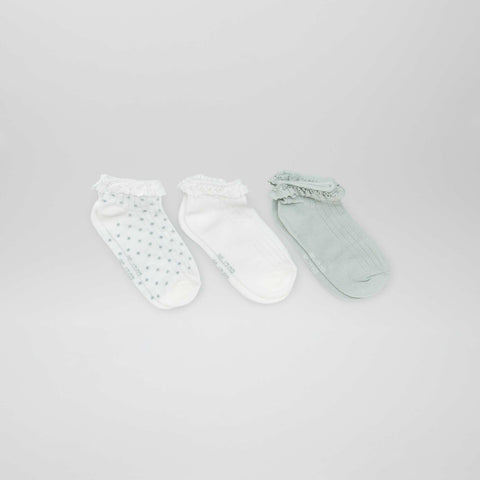 Lot de 3 socquettes avec dentelle