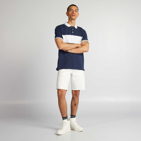 Polo color block en piqué de coton