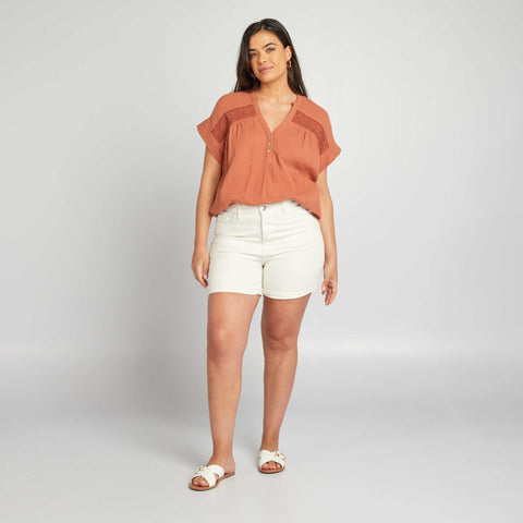 Blouse en gaze de coton à manches courtes