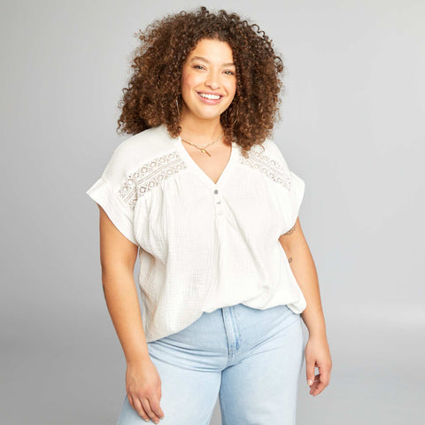 Blouse en gaze de coton à manches courtes