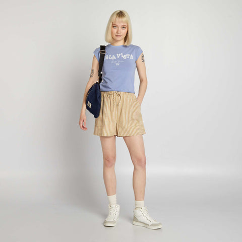 Short en lin rayé