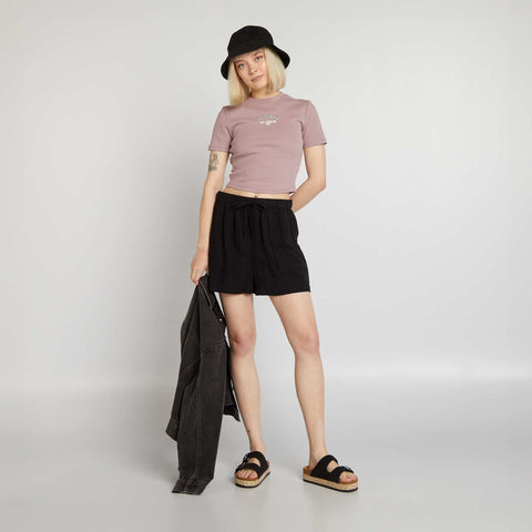 Short en lin rayé