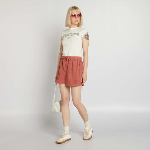 Short en lin rayé