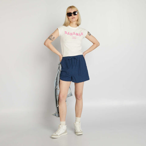 Short en lin rayé