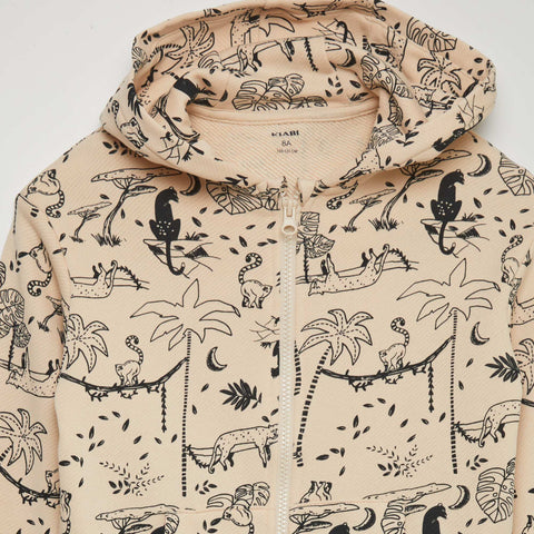 Sweat zippé à capuche à motif