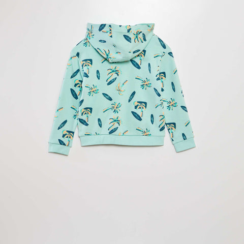 Sweat zippé à capuche à motif