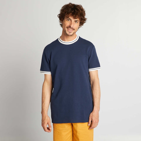 T-shirt texturé à liserés contrastants