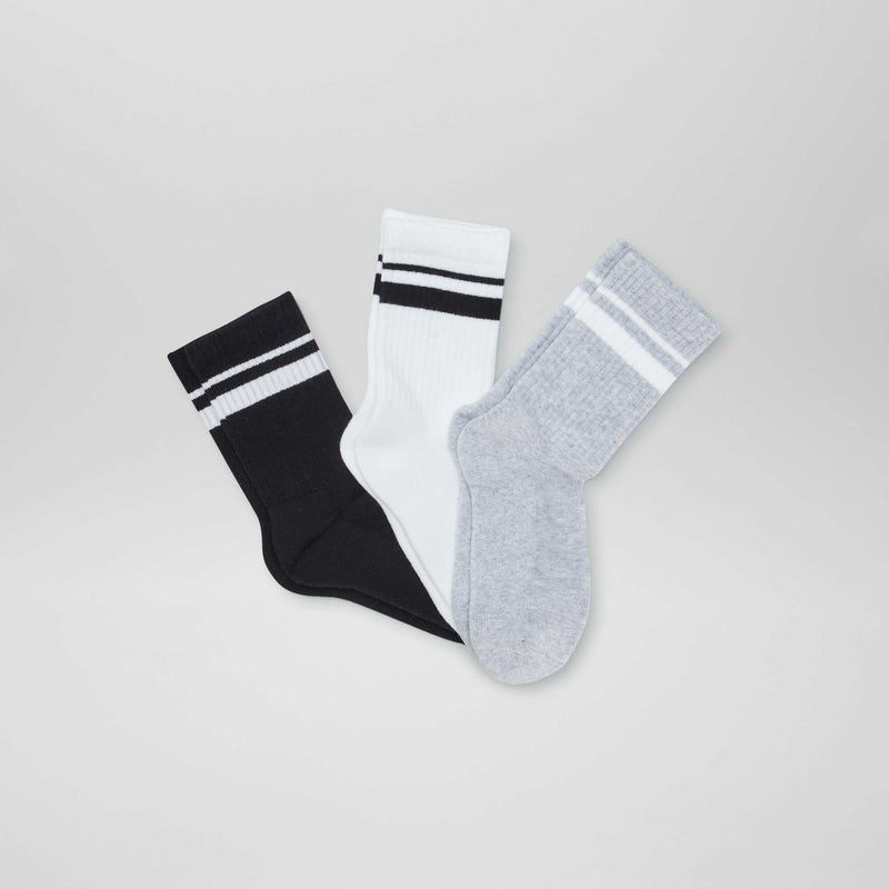 Lot de 3 chaussettes de sport – Gris/blanc/noir – Kiabi Maroc